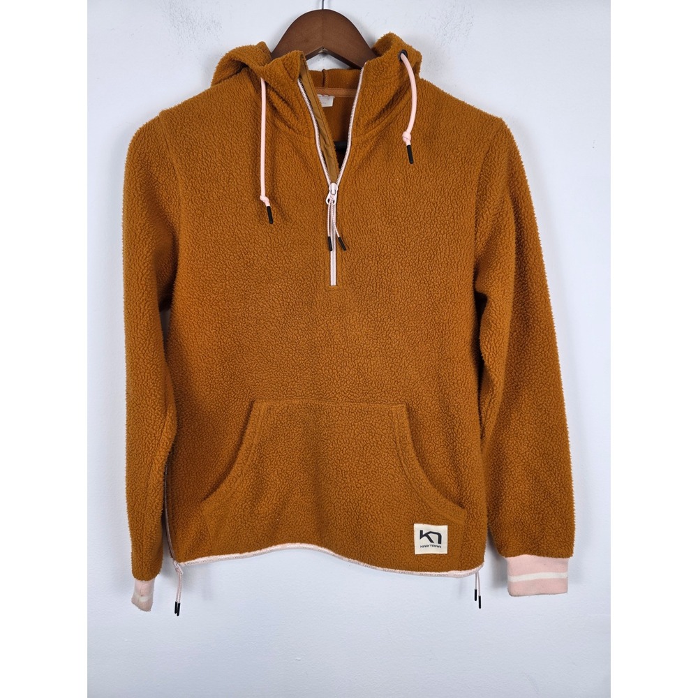 Kari Traa Rothe Womens Fleece Pullover Hoodie XS Quarter Zip Jacket Copper